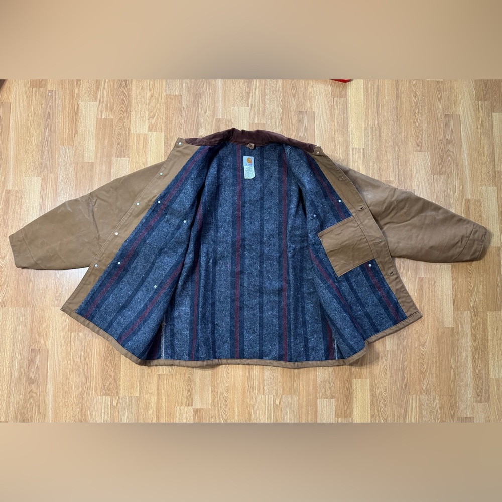 Vintage Carhartt Jacket Duck Canvas Quilt Lined Barn Chore Coat Size 54 Regular - Picture 11 of 15